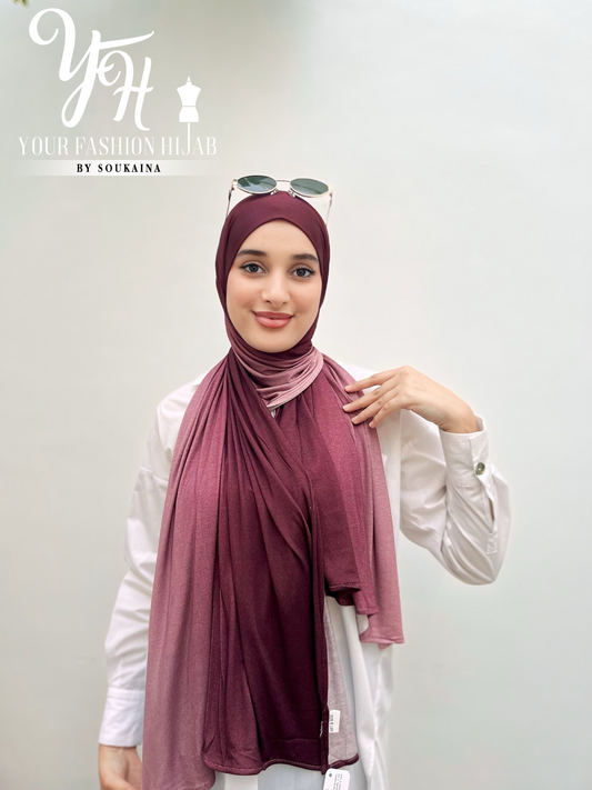 LYCRA DEGRADE-BURGANDI AVEC ROSE BEBE