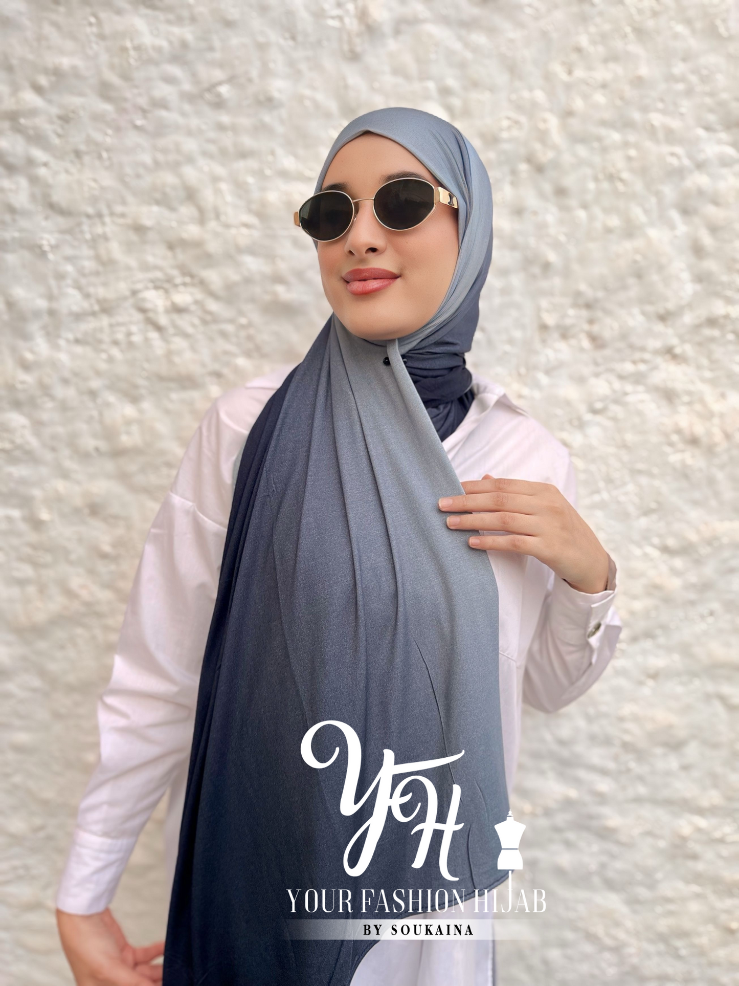 LYCRA DEGRADE-BLEU MARINE GRIS