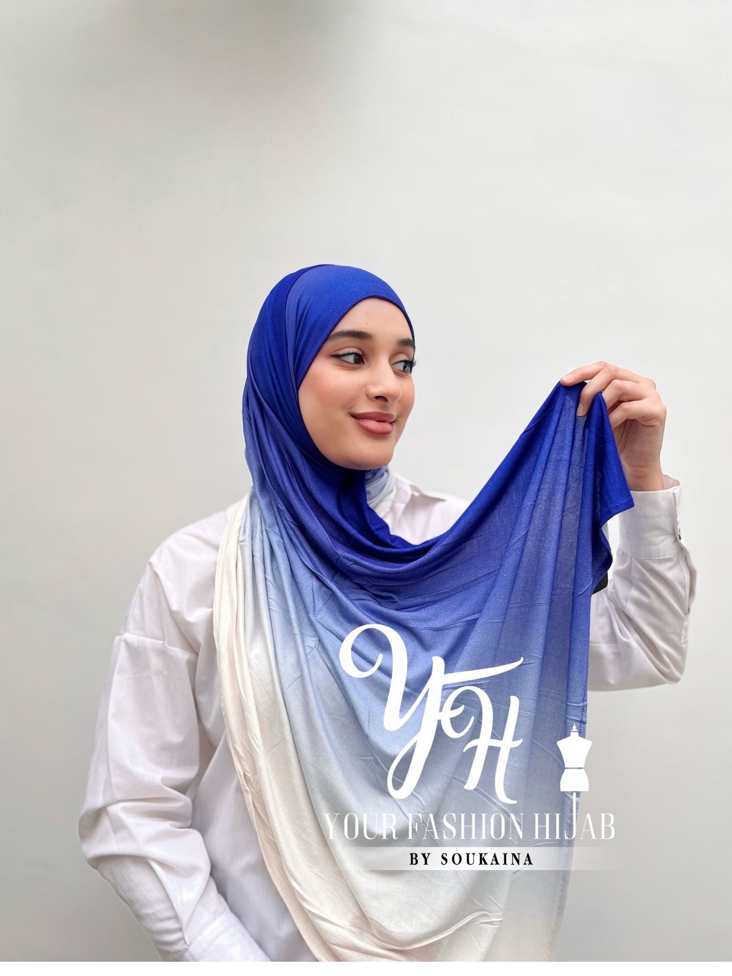 LYCRA DEGRADE-BLEU ROI ET BLANC