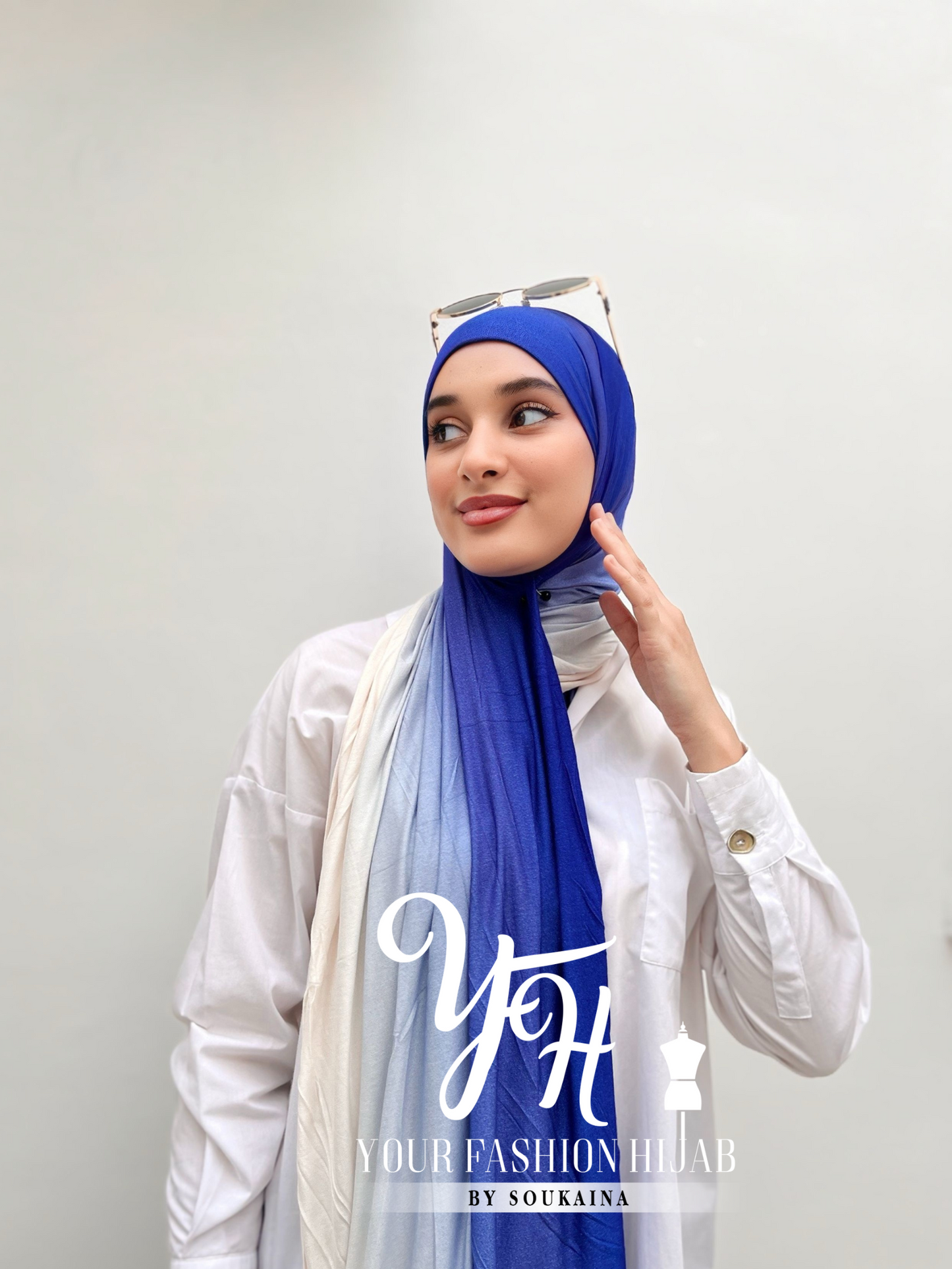 LYCRA DEGRADE-BLEU ROI ET BLANC