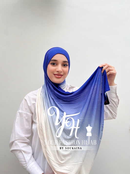 LYCRA DEGRADE-BLEU ROI ET BLANC
